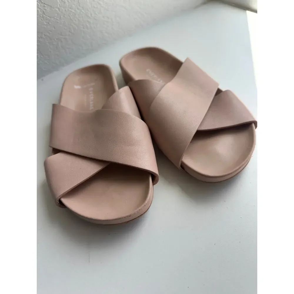 Everlane Made In Italy Blush Pink Leather Crossover Slide Sandals 6 Minimalist - Picture 2 of 4